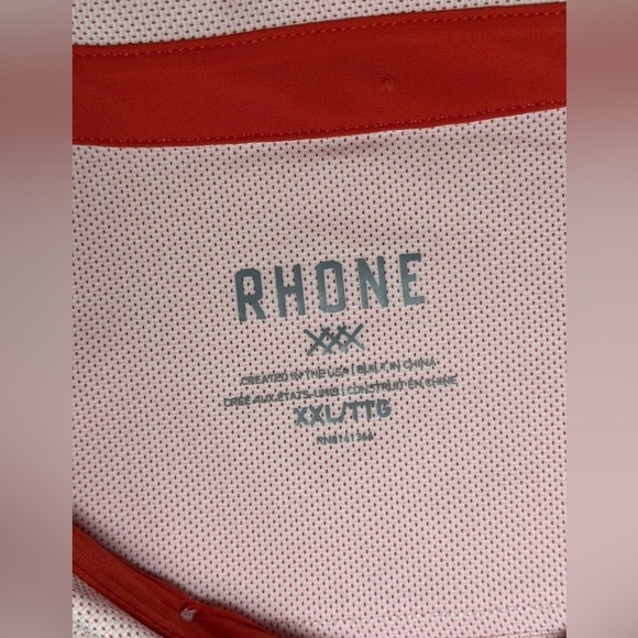 Rhone Performance Polo Shirt Mens XXL Red Subtle Dots White Short Sleeve Golf - Picture 6 of 11